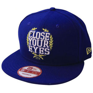 Close Your Eyes Blue And Gold Baseball Cap Front