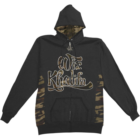 Wiz Khalifa Expert With Camo Panel Details Zippered Hooded Sweatshirt Front