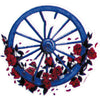 Wheel & Roses Mini 3 Inch Window Sticker