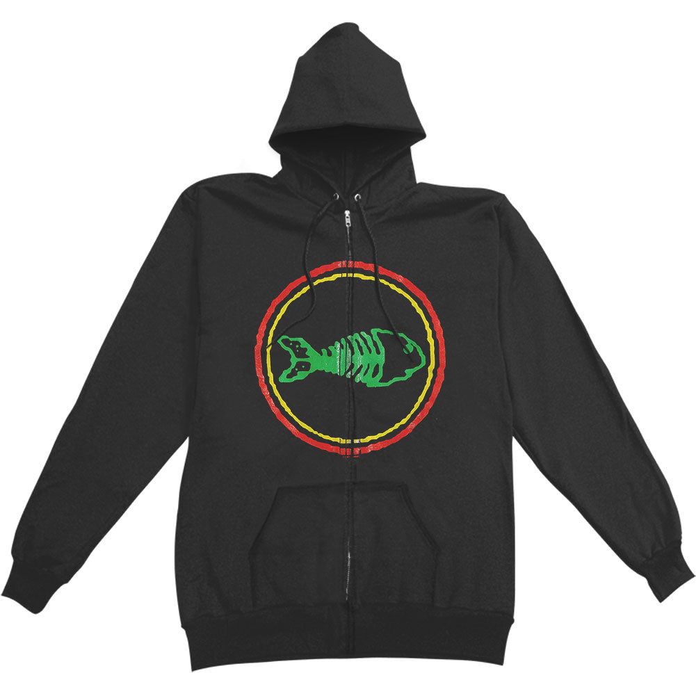 Fishbone Classic Logo Name Zippered Hooded Sweatshirt Front