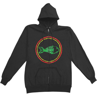Fishbone Classic Logo Name Zippered Hooded Sweatshirt Front