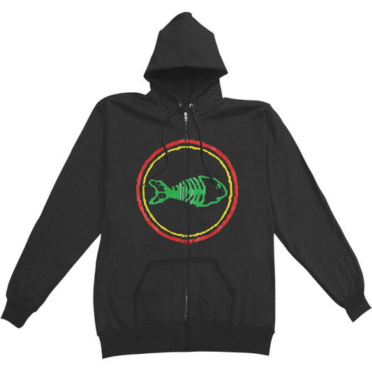 Fishbone Classic Logo Name Zippered Hooded Sweatshirt Front