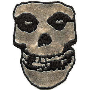 Misfits Silver Pleather Skull Back Patch Front