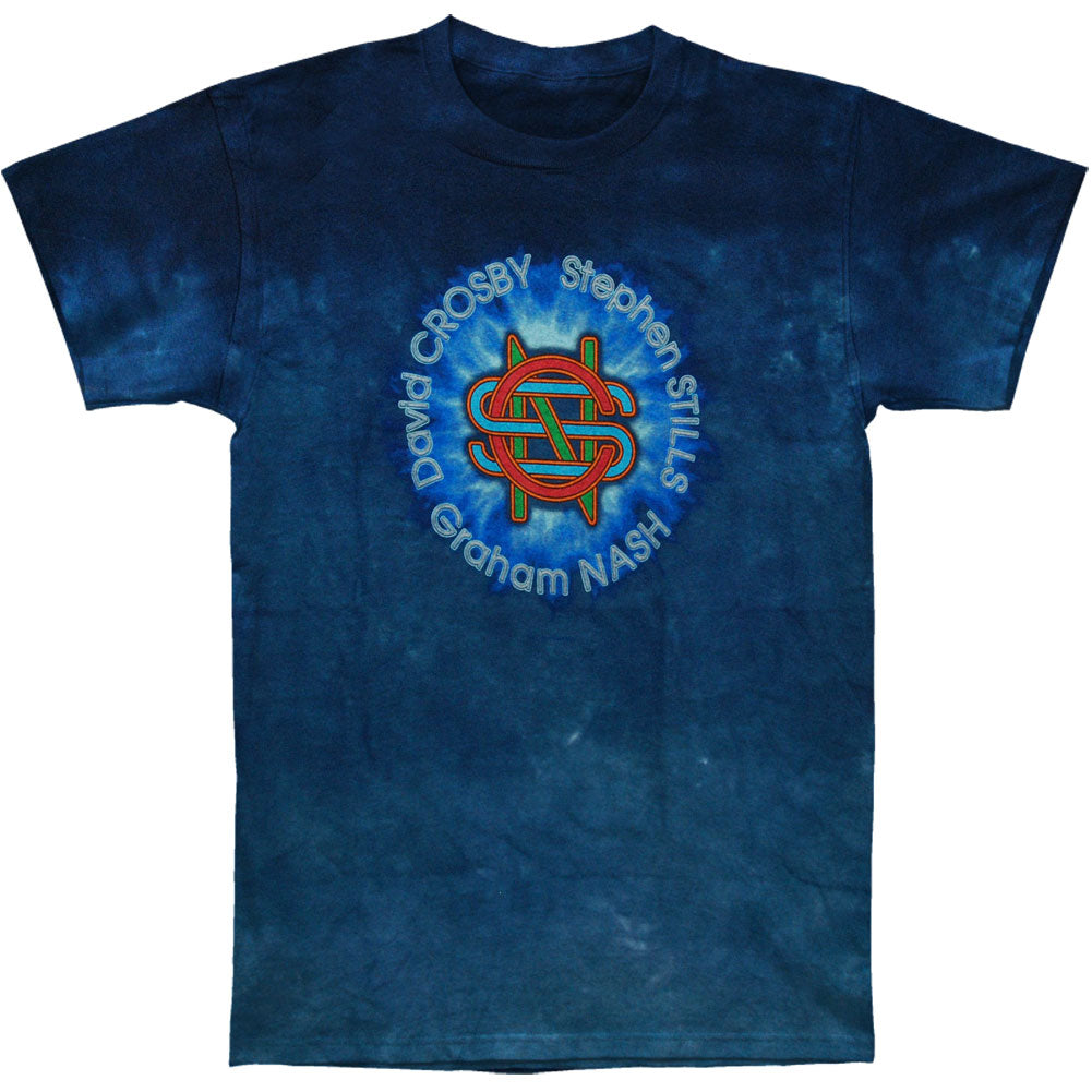 Crosby Stills Nash Young 2009 Initial/Circle Names Logo Tie Dye T-shirt Front