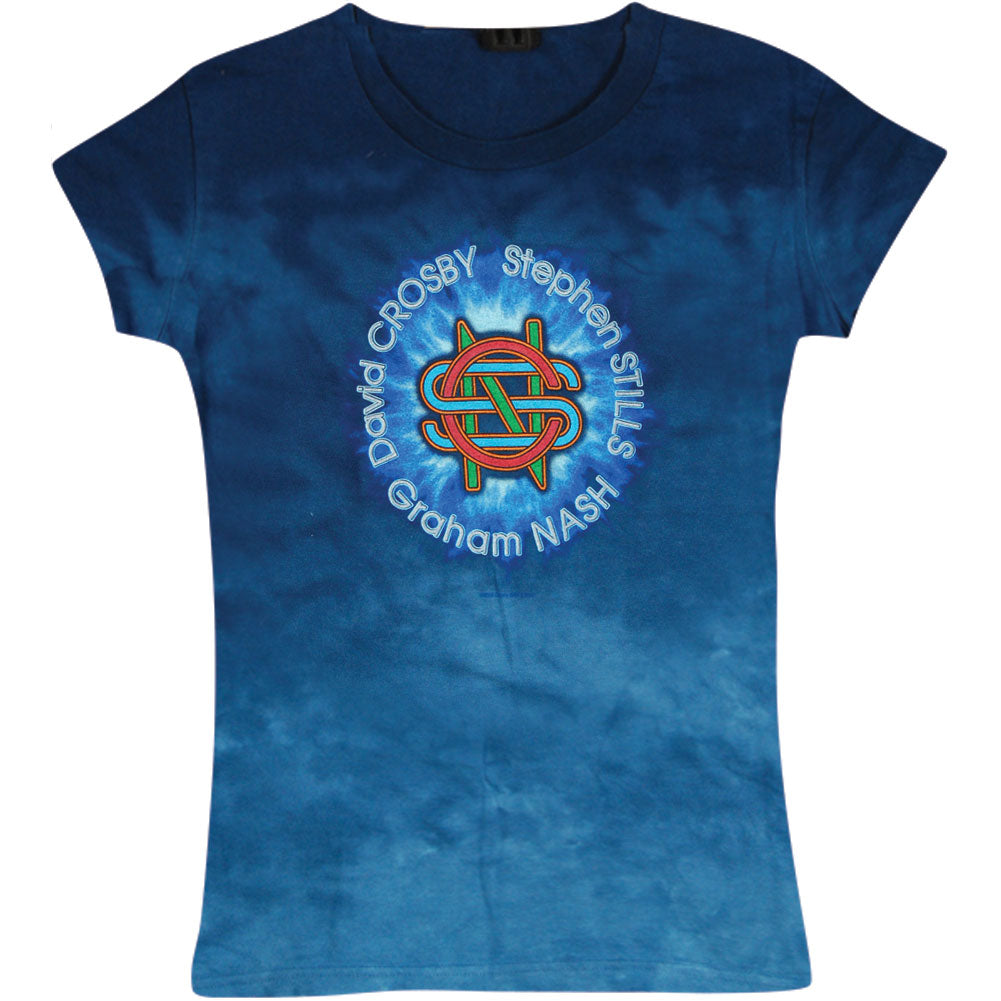 Crosby Stills Nash Young 2009 Tour Initials Tie Dye Junior Top Front
