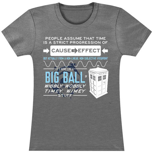 Doctor Who Wibbly Wobbly Quote Soft Junior Top Front
