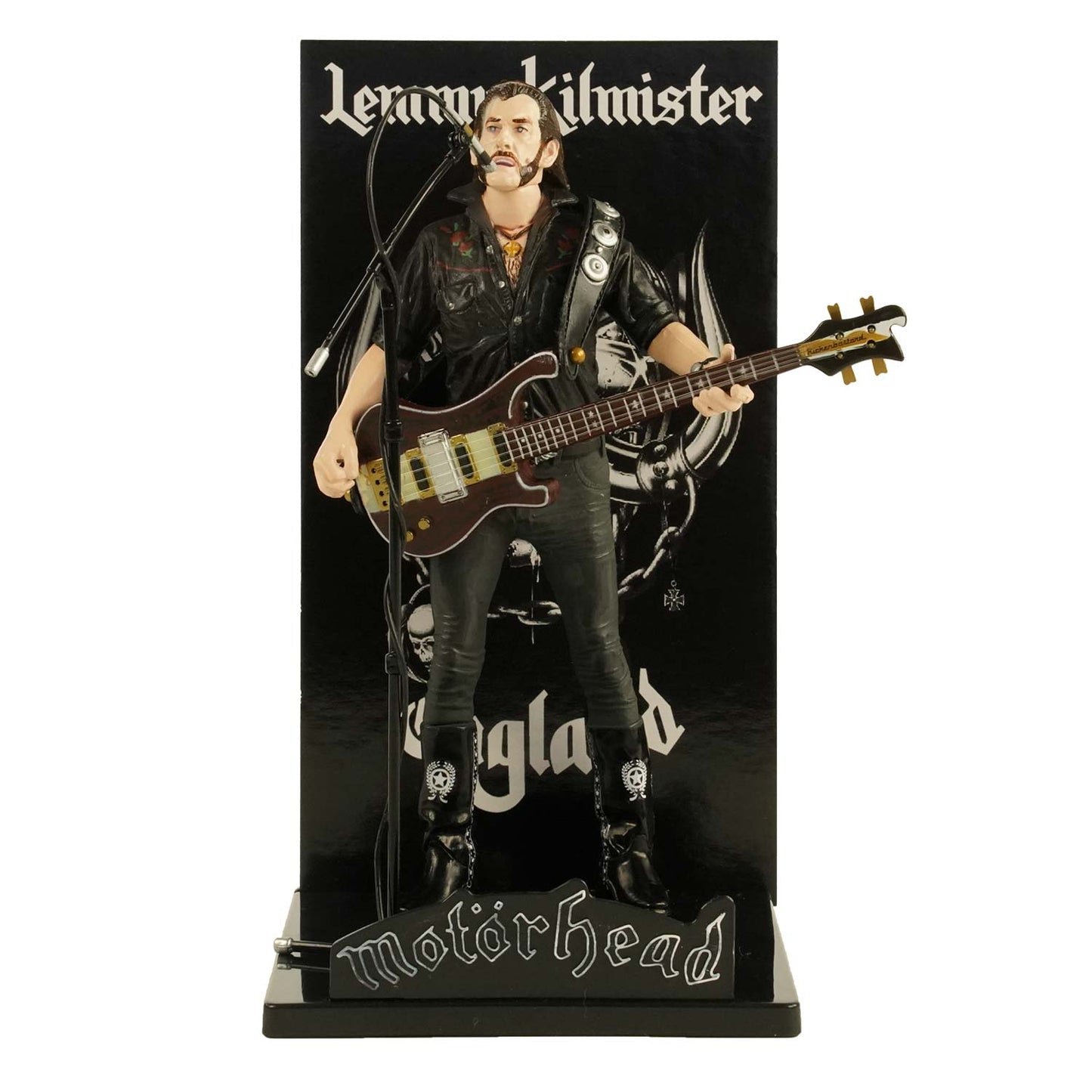 Motorhead Lemmy Kilmister Deluxe Rickenbacker Guitar Dark Wood Action Figure Front