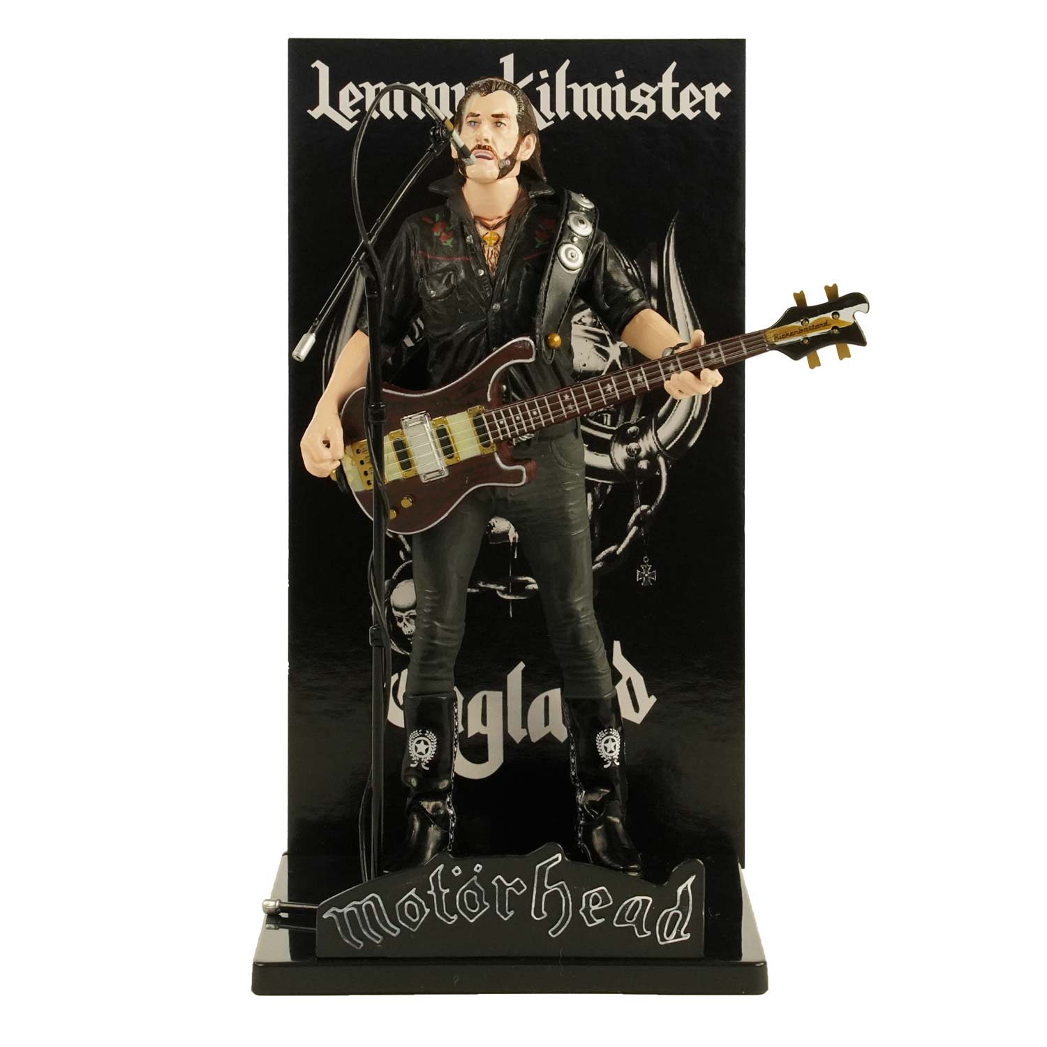 Motorhead Lemmy Kilmister Deluxe Rickenbacker Guitar Dark Wood Action Figure Front