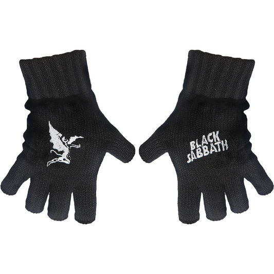 Black Sabbath Logo Devil Knit Gloves Front