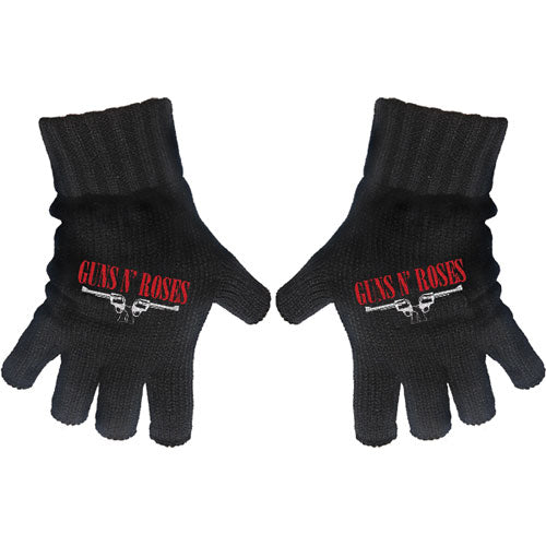 Guns N Roses Logo & Pistols Knit Gloves Front
