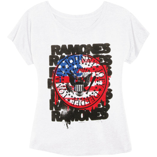 US Flag Thin Scooped Neck Tissue Tee Soft Junior Top