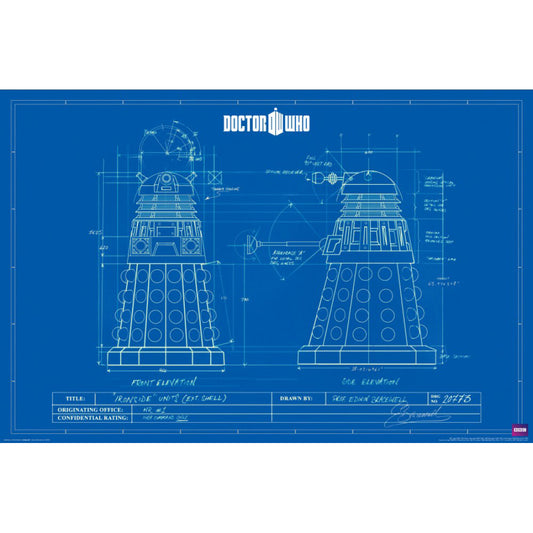 Doctor Who Dalek Blueprints Domestic Poster