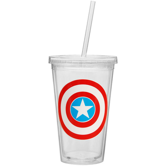 Captain America Shield Straw Tumbler Front