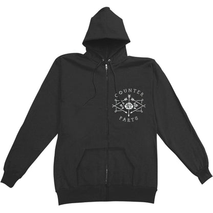 Counterparts Coffin (Black) Zippered Hooded Sweatshirt Front