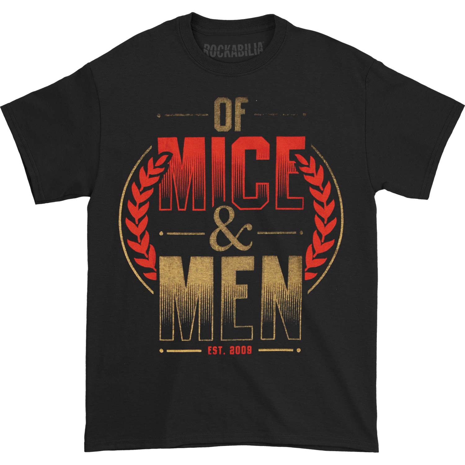 Of Mice & Men Wreath Red & Gold T-shirt Front