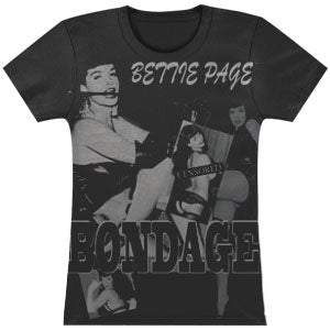 Bettie Page Bondage Tissue Cap Sleeve Junior Top Front