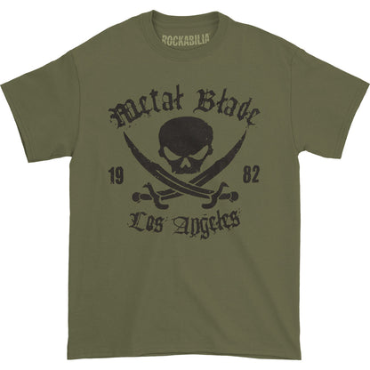 Metal Blade Records Pirate Logo Black Ink Military Green T-shirt Front