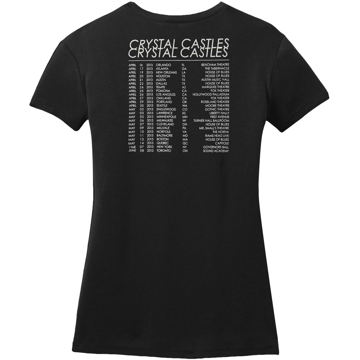 Crystal Castles Girl's 2013 Spring Tour Burka Junior Top Back