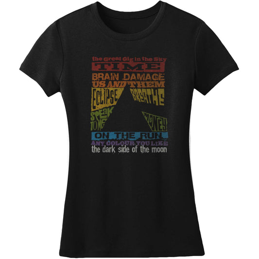 Pink Floyd Dark Side Tracks Juniors Juniors Long Length Junior Top Front