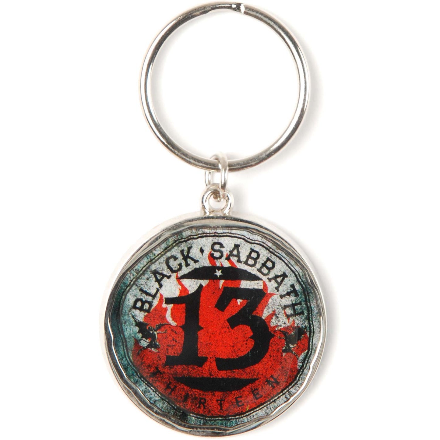 Black Sabbath 13 Flame Metal Key Chain Front