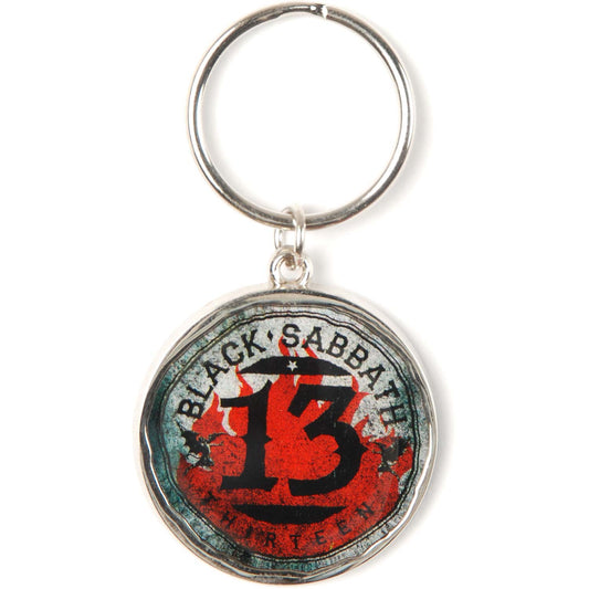 Black Sabbath 13 Flame Metal Key Chain Front
