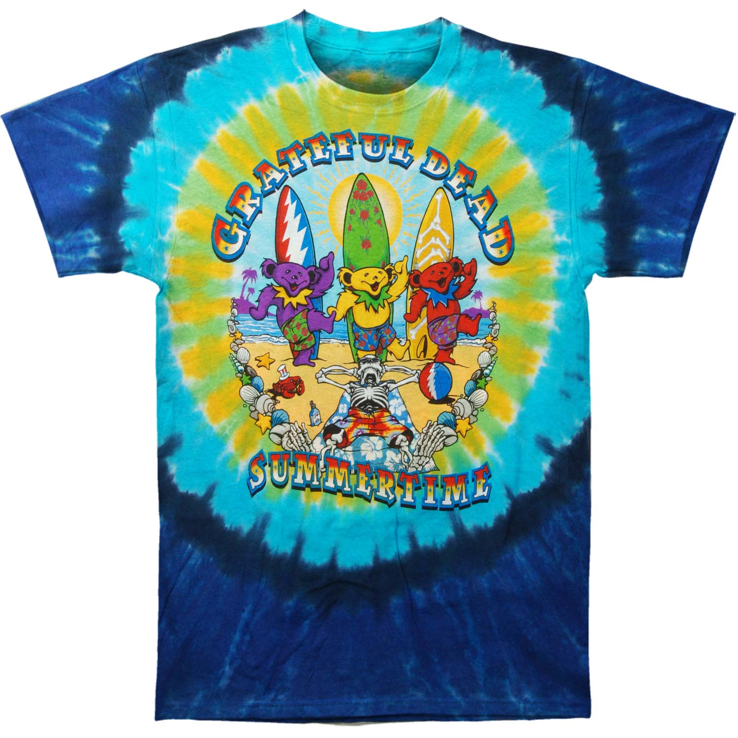 Grateful Dead Beach Bear Bingo Tie Dye T-shirt Front