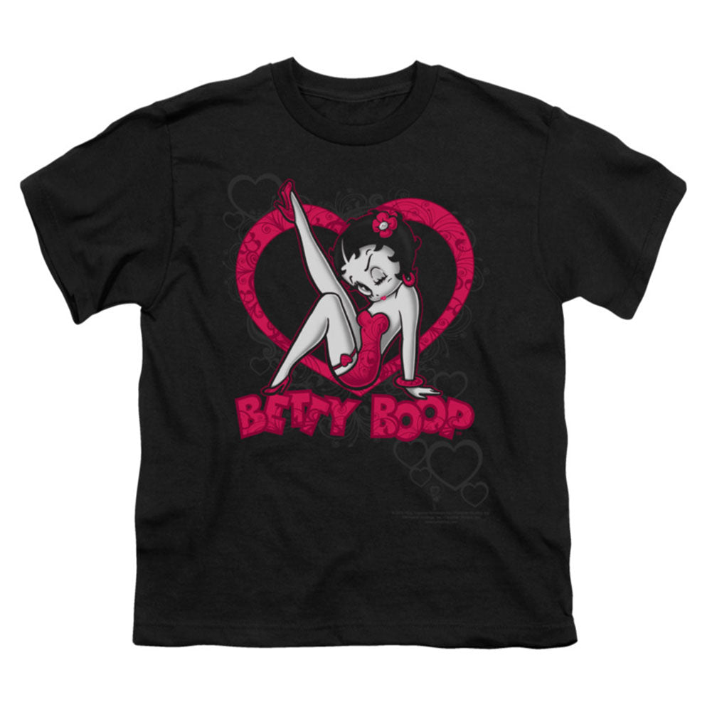 Betty Boop Scrolling Hearts Youth T-shirt