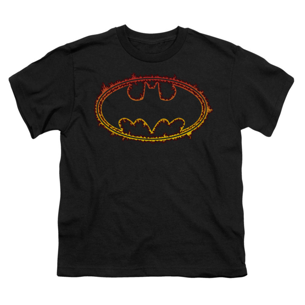 Batman Flame Outlined Logo Youth T-shirt