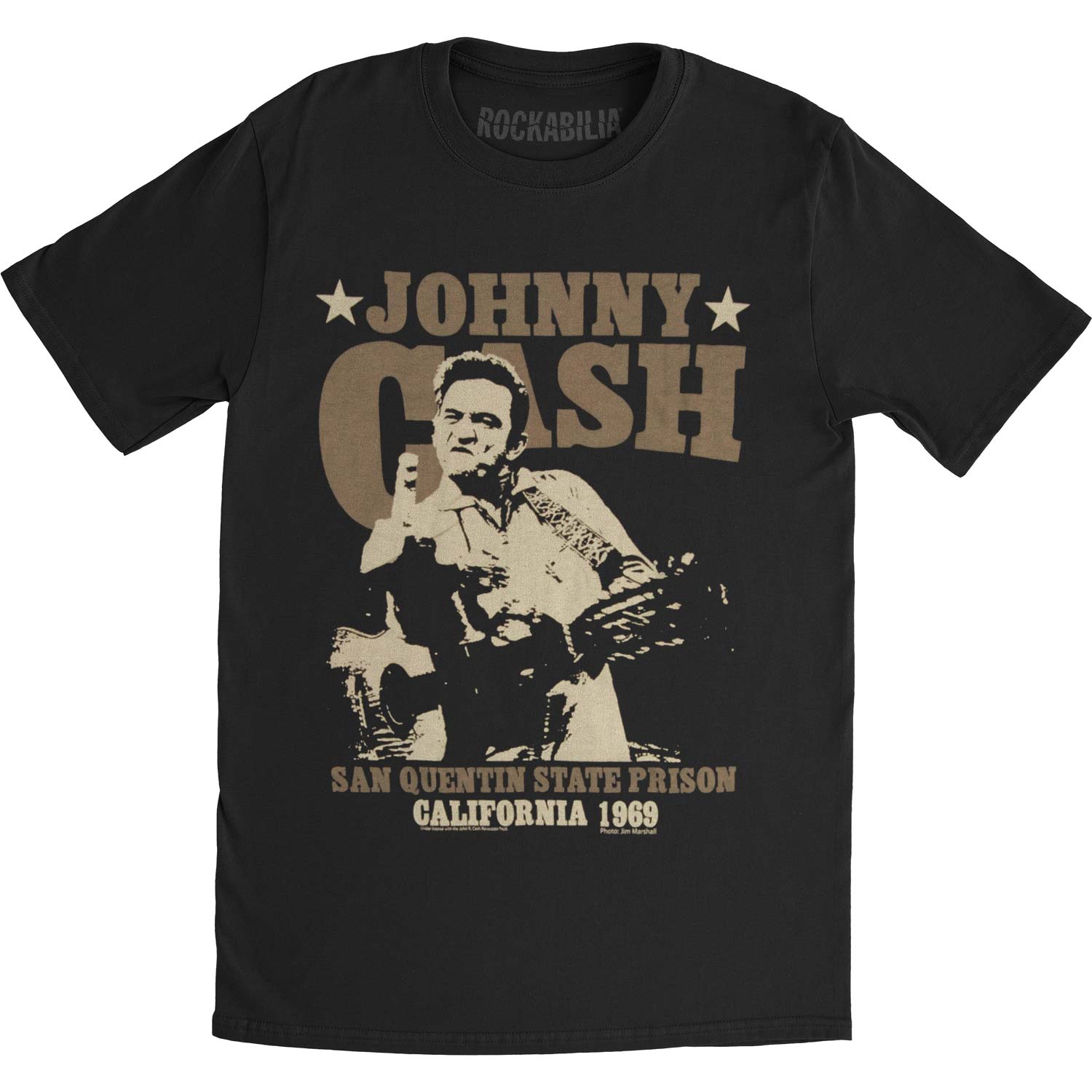 Johnny Cash San Quentin Stars Slim Fit T-shirt Front