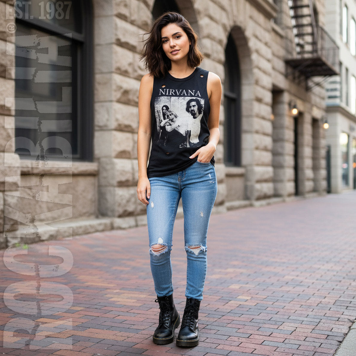 Sitting Photo With Holes Womens Tank