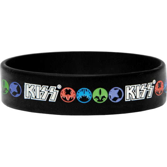KISS Logo & Masks - German Version Rubber Bracelet Front
