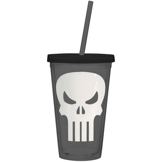 Punisher Skull Straw Tumbler Front
