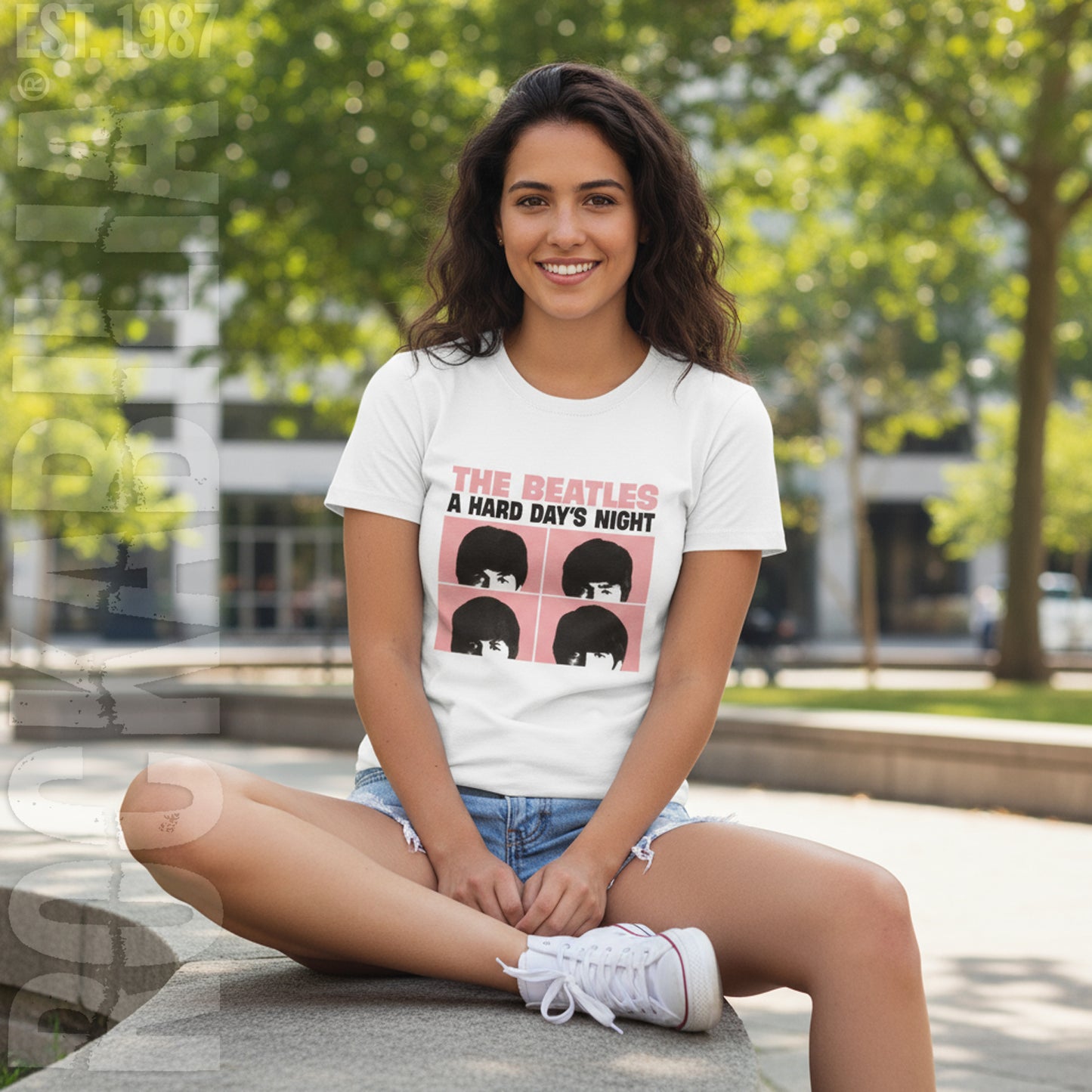 A Hard Day's Night Pink Squares Junior Top