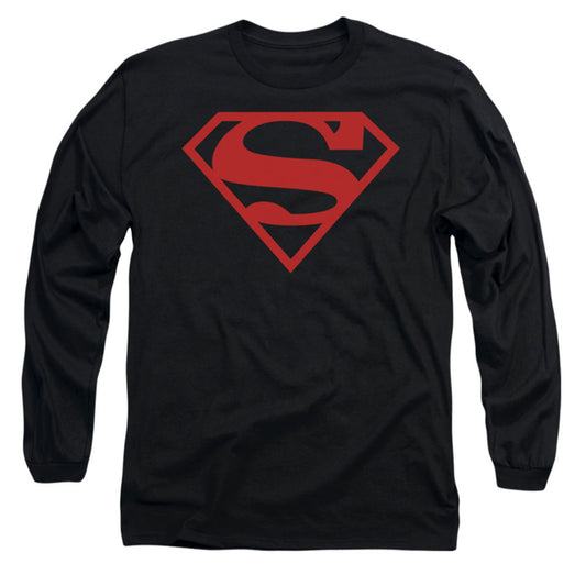 Superman Red On Black Shield Long Sleeve