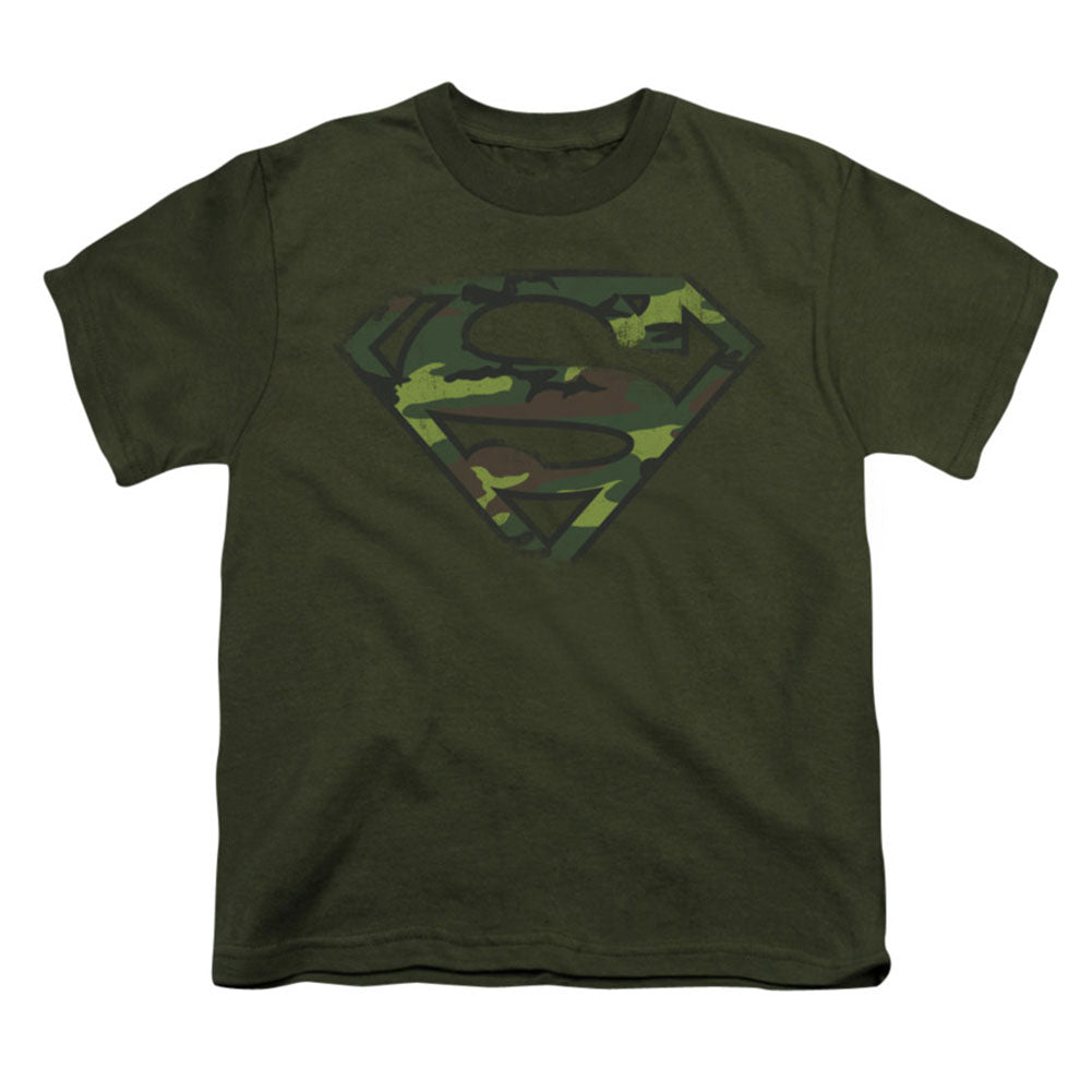 Superman Distressed Camo Shield Youth T-shirt
