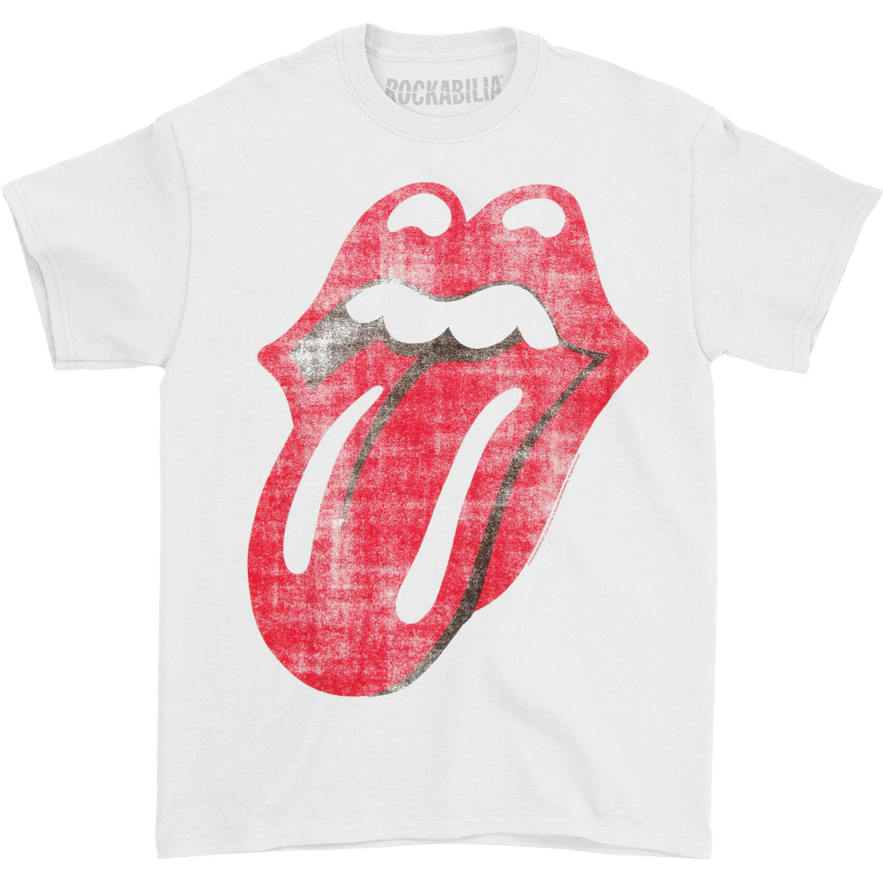 Rolling Stones Classic Distressed Tongue On White T-shirt