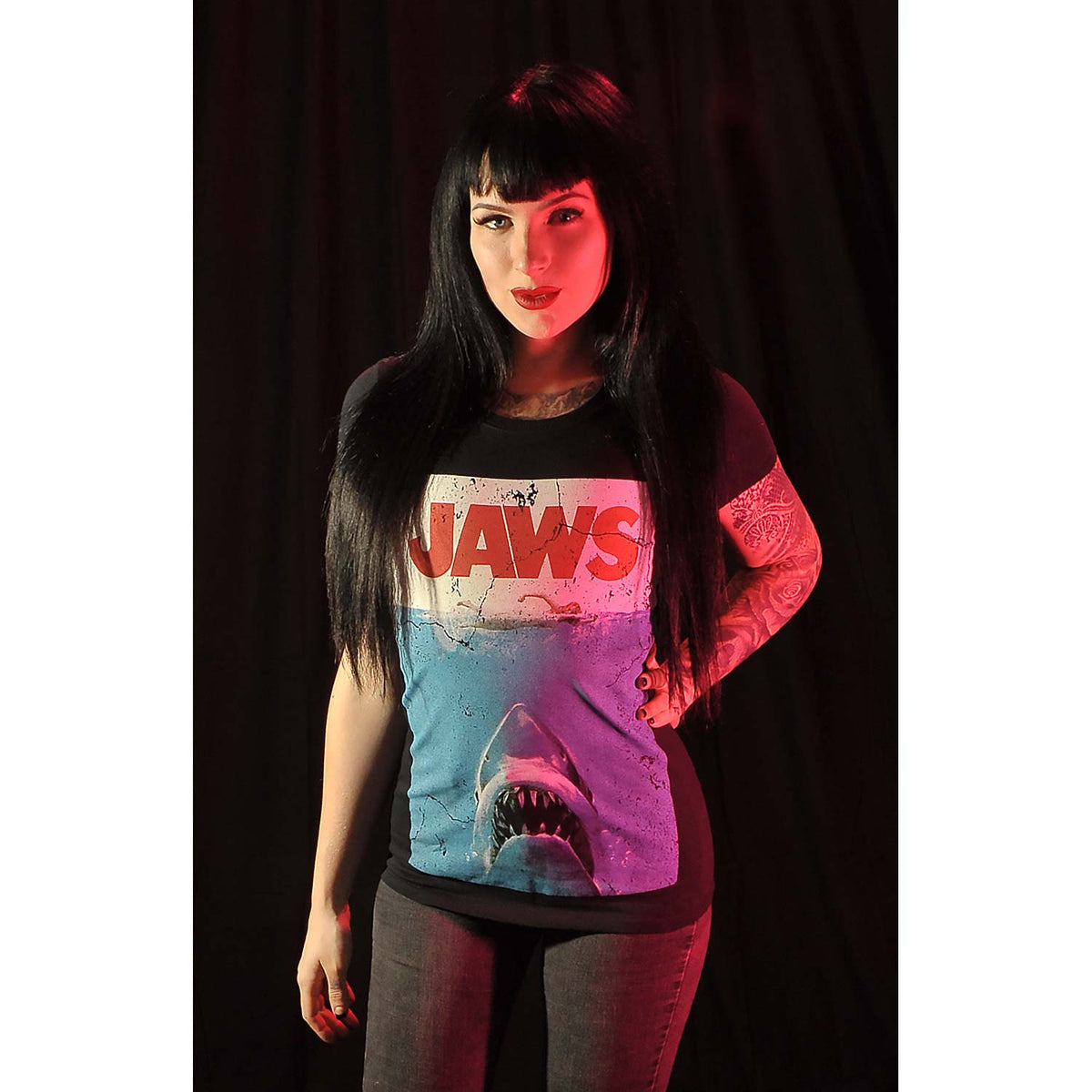 Jaws Poster by Rock Rebel Women's Tee Junior Top Back