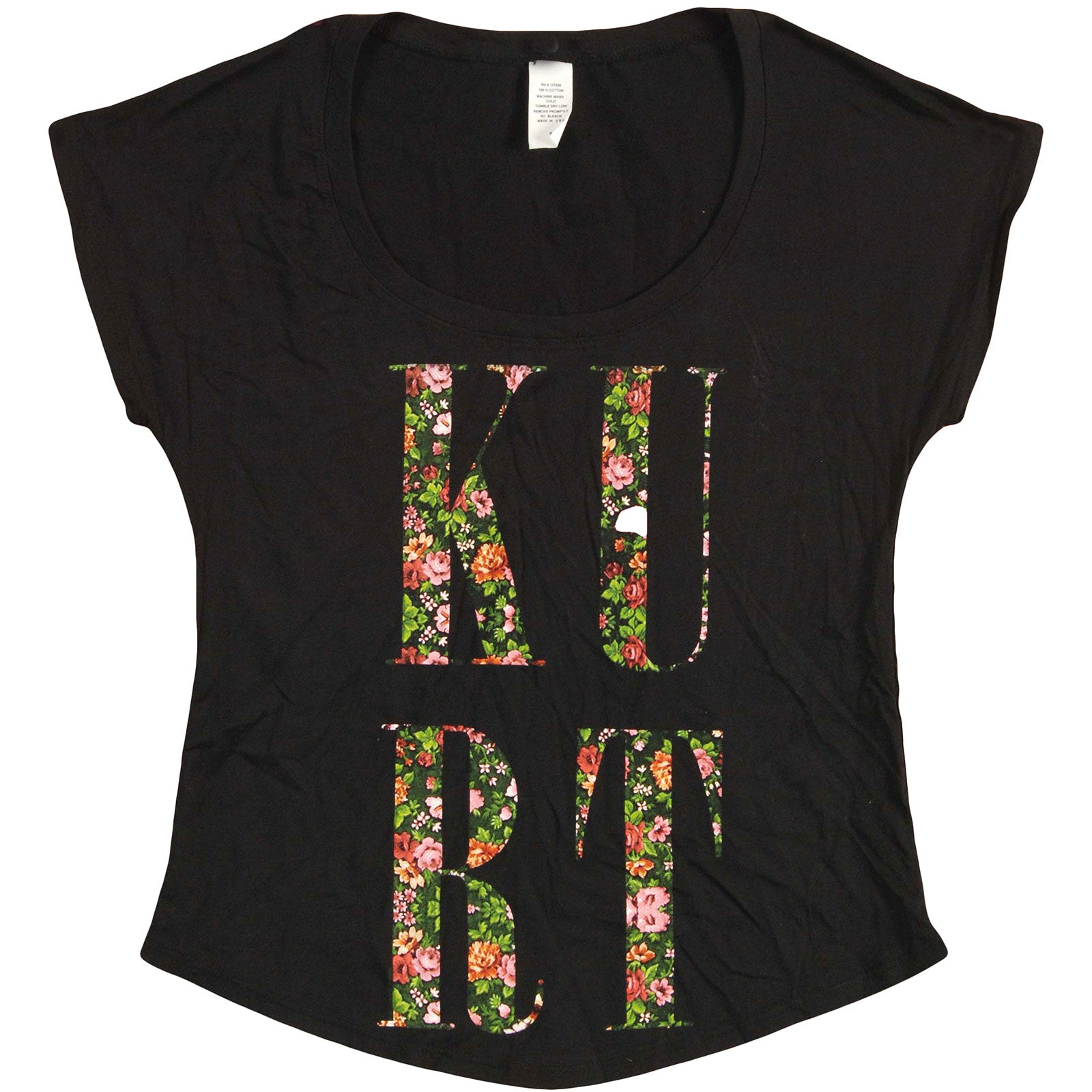 Kurt Cobain Floral Kurt Letters Dolman T Junior Top