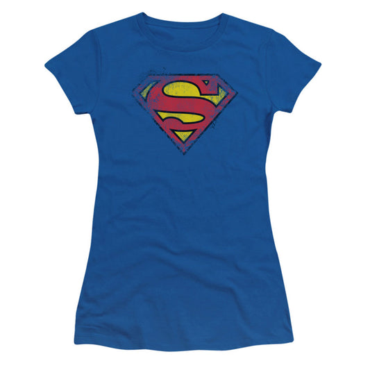 Superman Destroyed Supes Logo Cap Sleeve Junior Top