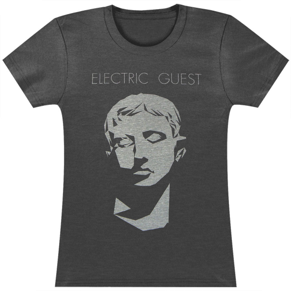 Electric Guest Girl's Face on Black Junior Top Front