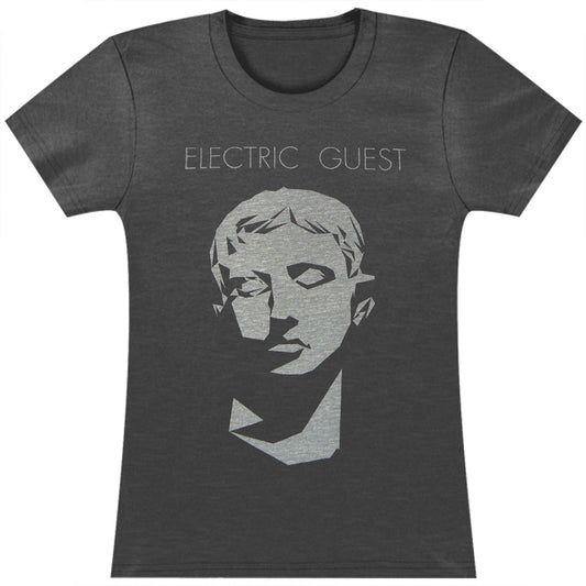Electric Guest Girl's Face on Black Junior Top Front