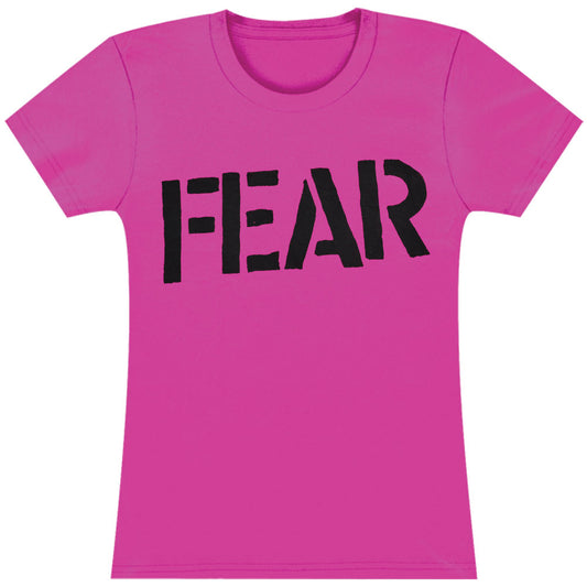 Fear Logo Hot Pink Soft Junior Top Front