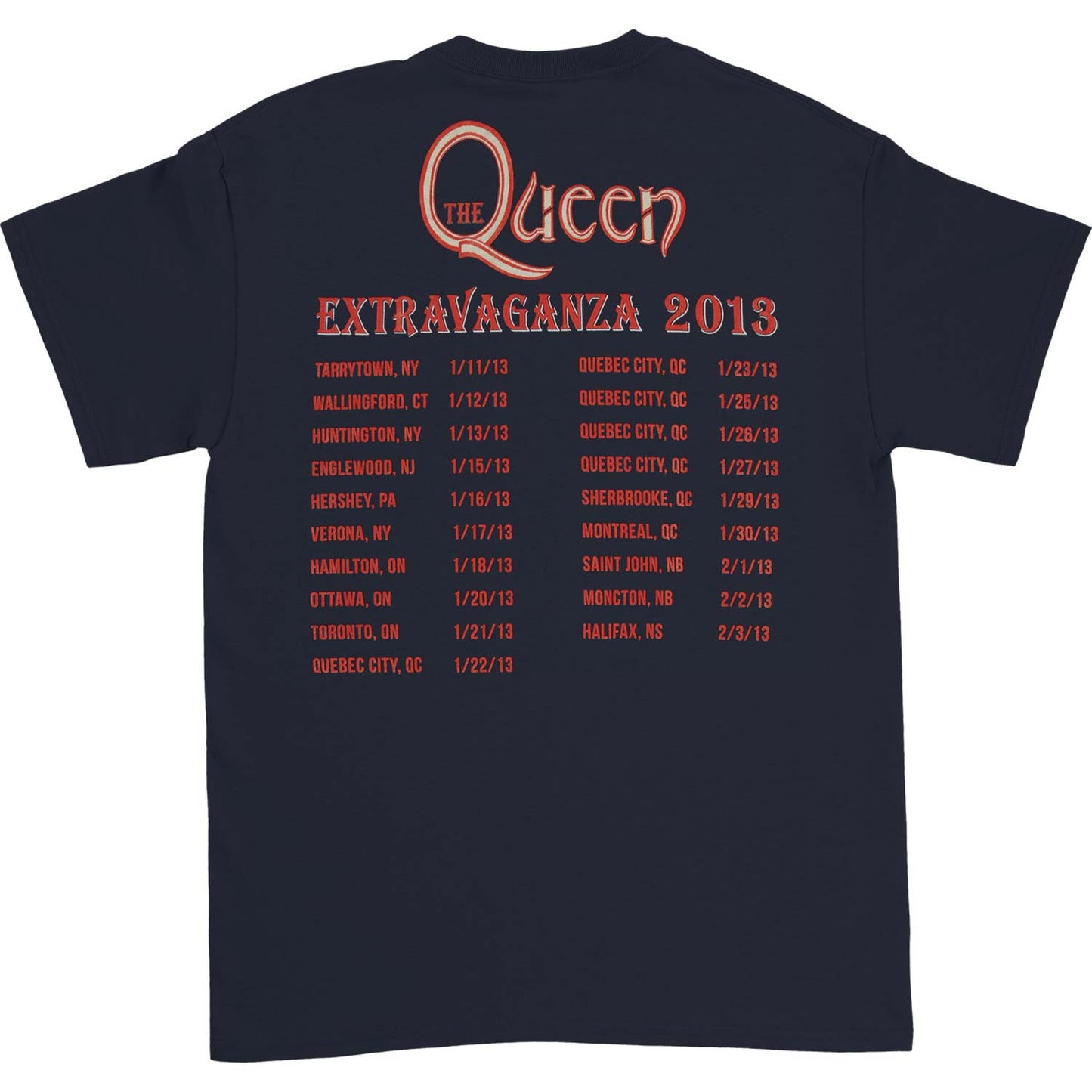 Queen Extravaganza 2013 Tour T-shirt Back