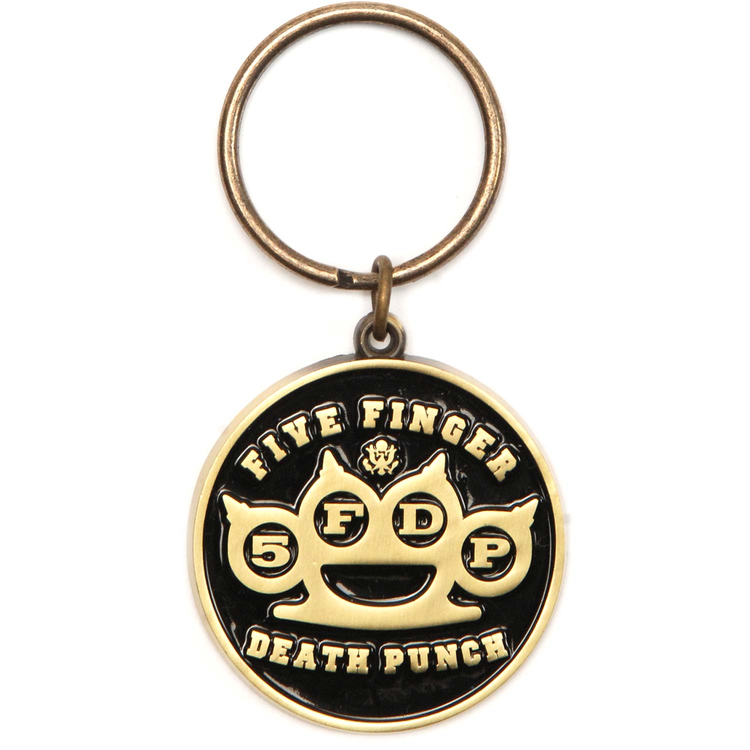 Five Finger Death Punch Brass Knuckle Metal Key Chain Front