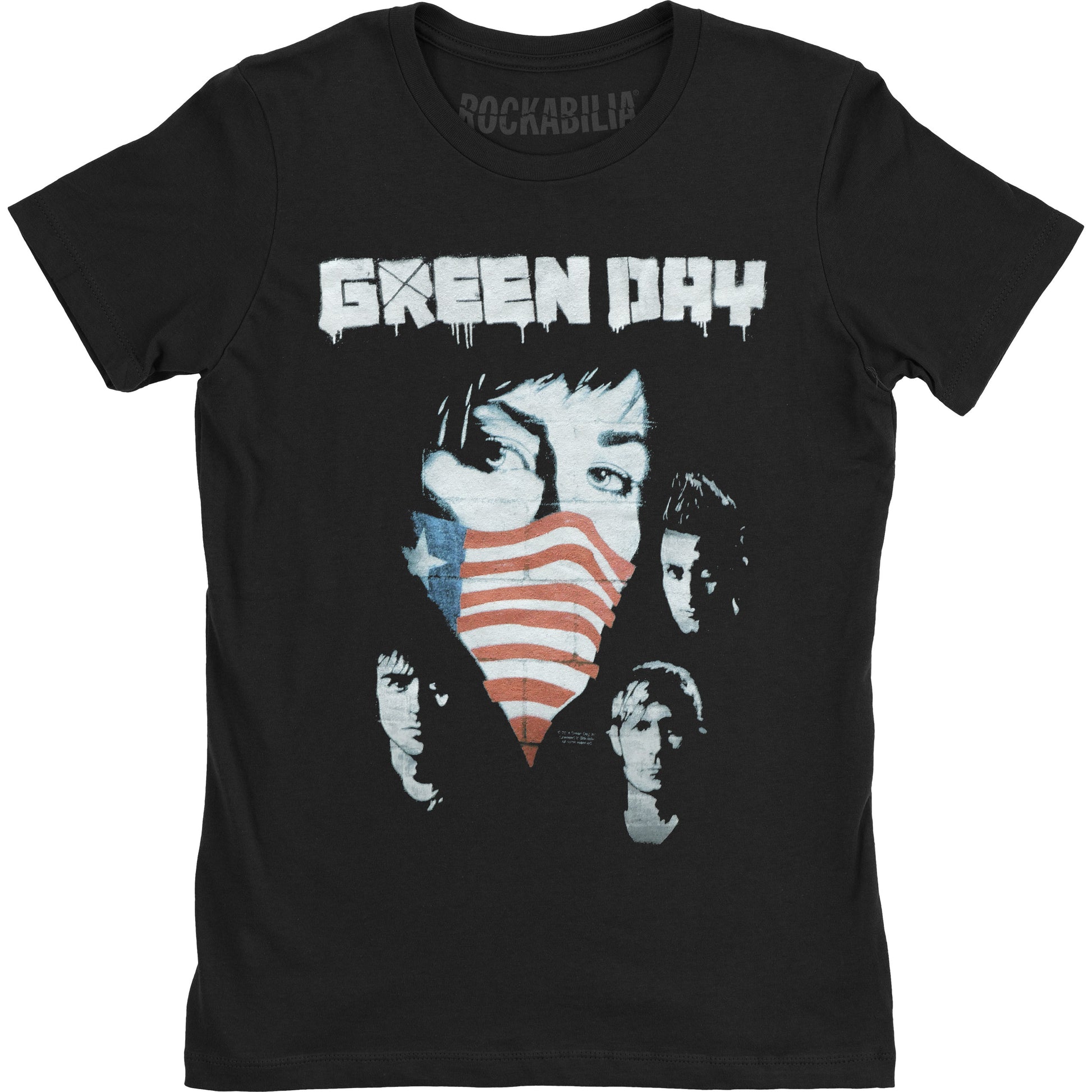 Green Day Flag Mask On Bricks Soft Junior Top Front