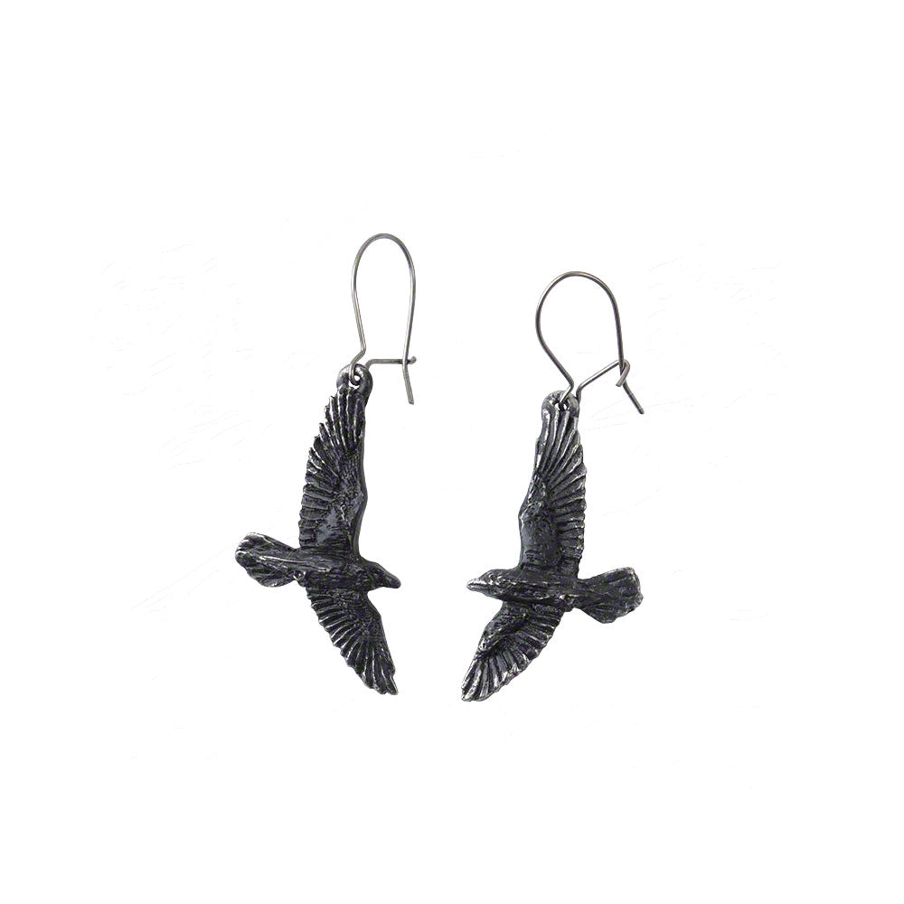Alchemy Of England Black Raven Earrings