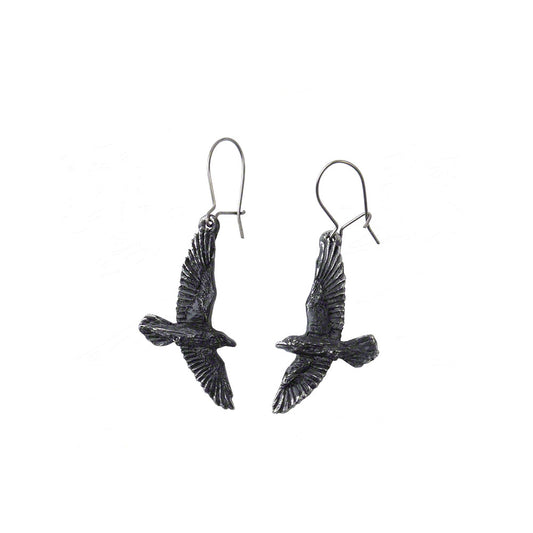 Alchemy Of England Black Raven Earrings
