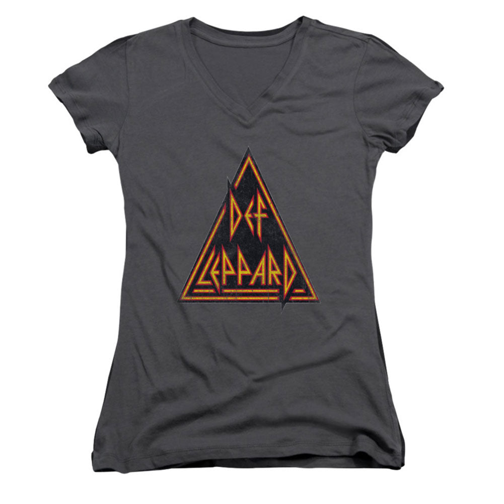 Def Leppard Distressed Logo Cap Sleeve Junior Top