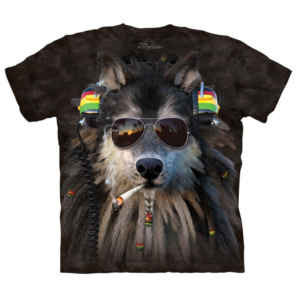 The Mountain Smoking Rasta Wolf T-shirt