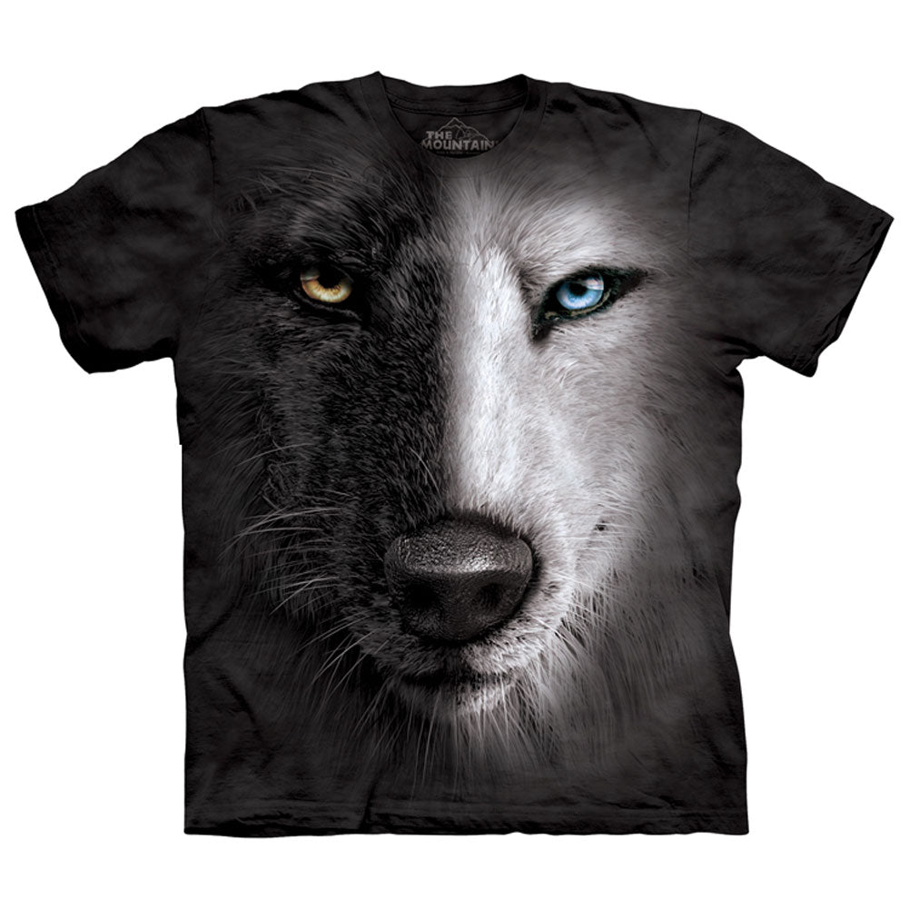 The Mountain Black And White Wolf Face T-shirt